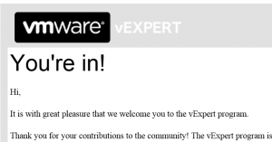 VMware vExpert 2018 - Notification