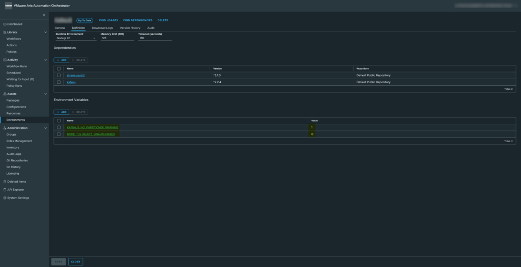 02 - VCF Orchestrator - Node.JS - Setting environment variables