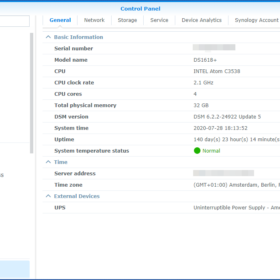 Synology DS1618+ - System Information Synology DS1618+ - System Information