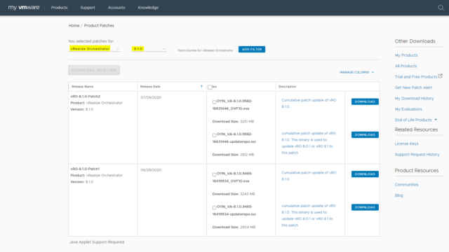 My VMware - vRealize Orchestrator Hot Fixes My VMware - vRealize Orchestrator Hot Fixes